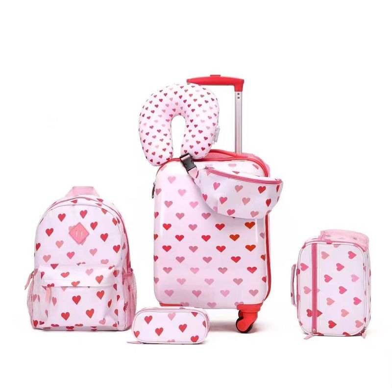New Design 6 Piece Children'S Travel Set Luggage Cute Cartoon Pattern Schoolbags With Zipper