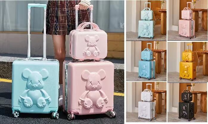 Carry On Suitcase Set ABS Trolley Luggage Hardshell Spinners Suitcases For Kids Students Girls Boys