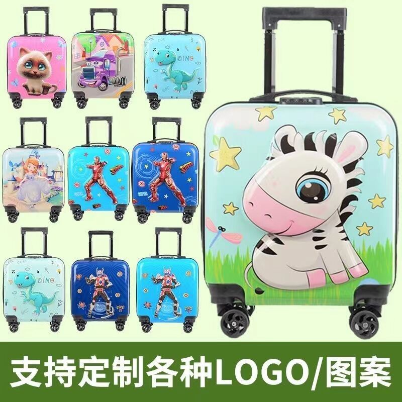 Wholesale Custom Designer ABS Trolley Case Customized Printing Luggage Cartoon 4 Wheels Suitcases For Kids