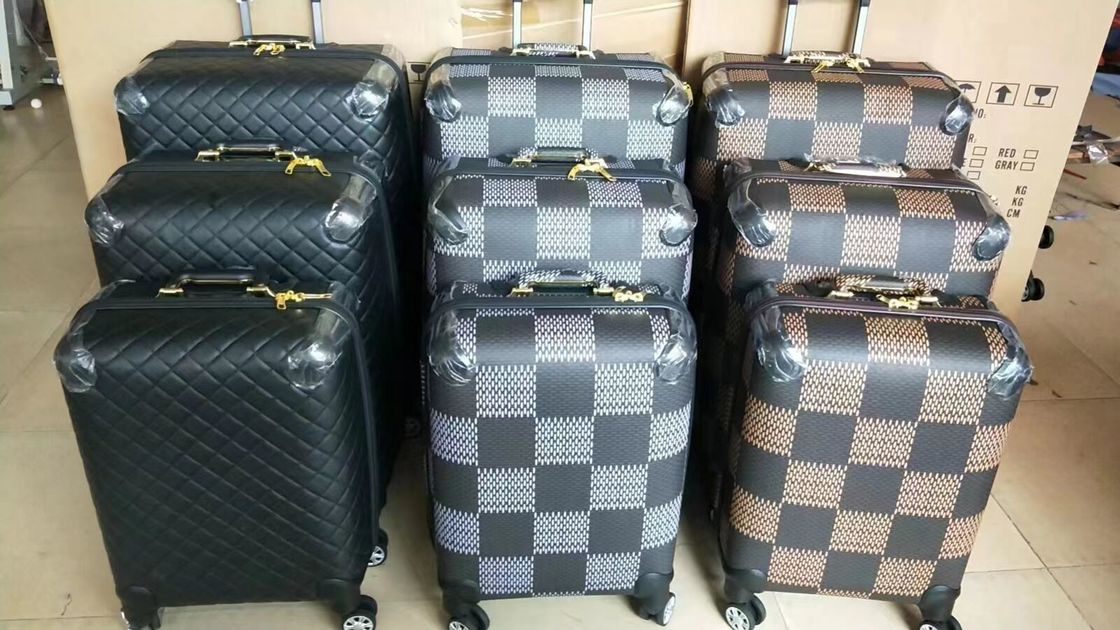 Suitcase 20/24/28 Inch OEM Custom Logo Leather Aluminum Trolley Suitcase Luxury Luggage Sets