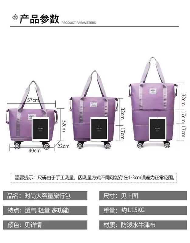 Wholesale Expandable Folding Duffel Bag Waterproof Dry Wet Bag Organizer Weekender Travel Luggage Bag With Wheels