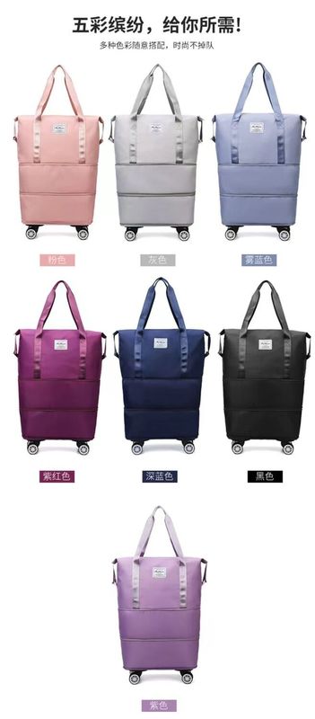 Rolling Duffle Pack Lightweight Foldable Business Travel Bag With Wheels Handle Multiple Pocket Dry Wet