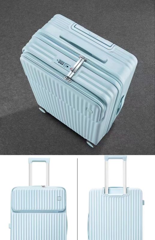 20 24 26 Inch PC Suitcase Ready Stock Aluminum Trolley Bag With Front Opening Pocket Cases