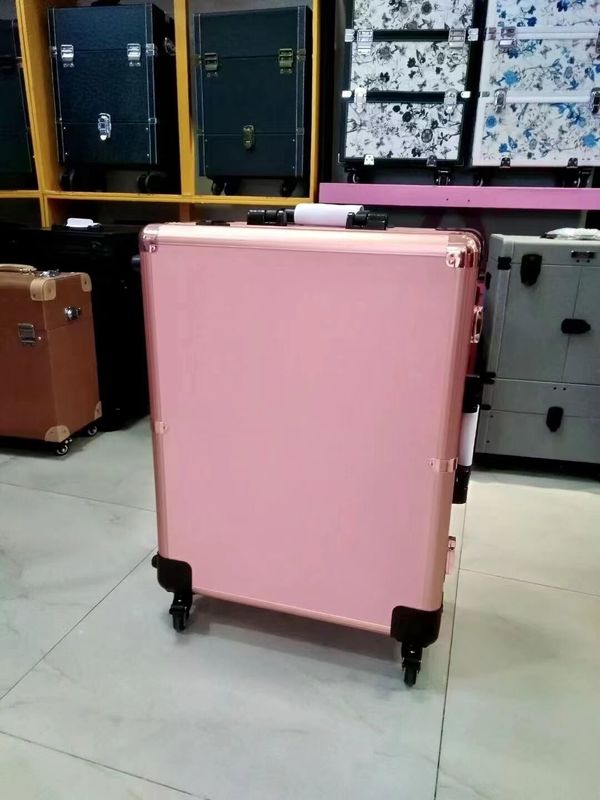 Makeup Case Adjustable Stand Legs Heavy Duty Suitcase Led Light Mirror Cosmetic Rolling 4 Wheels Trolley Makeup Case