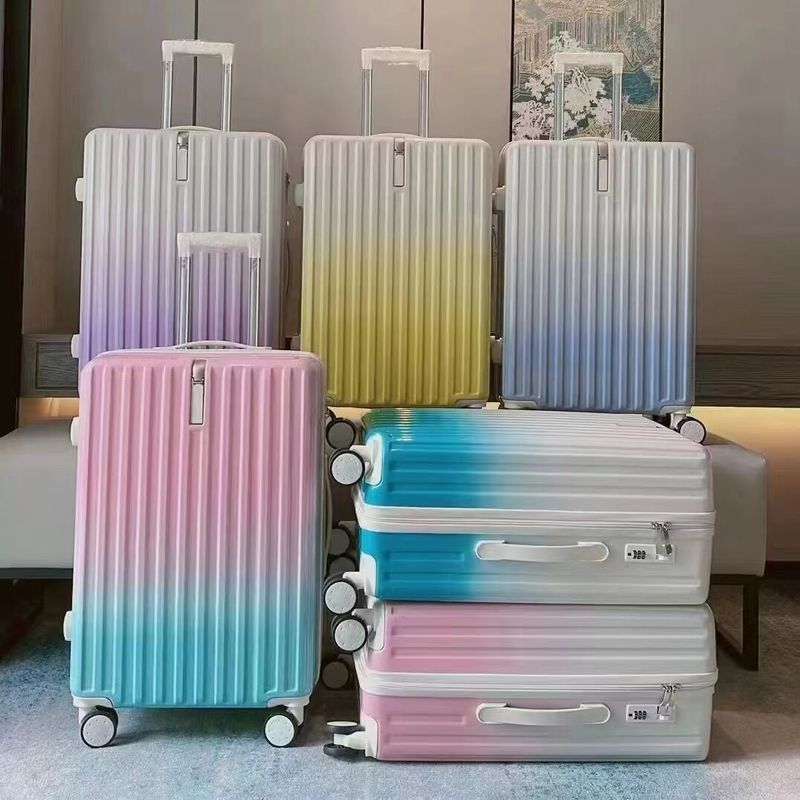 Hot Sell Wholesale Gradient Color ABS+PC Suiutcase Luggage Set Detachable Wheels Trolley Suitcase Colorful Luggage Trave