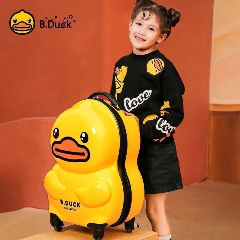 Yellow Color Duck Animal Design Kids Trolley Suitcase Bag Children Cartoon Rolling Luggage Case