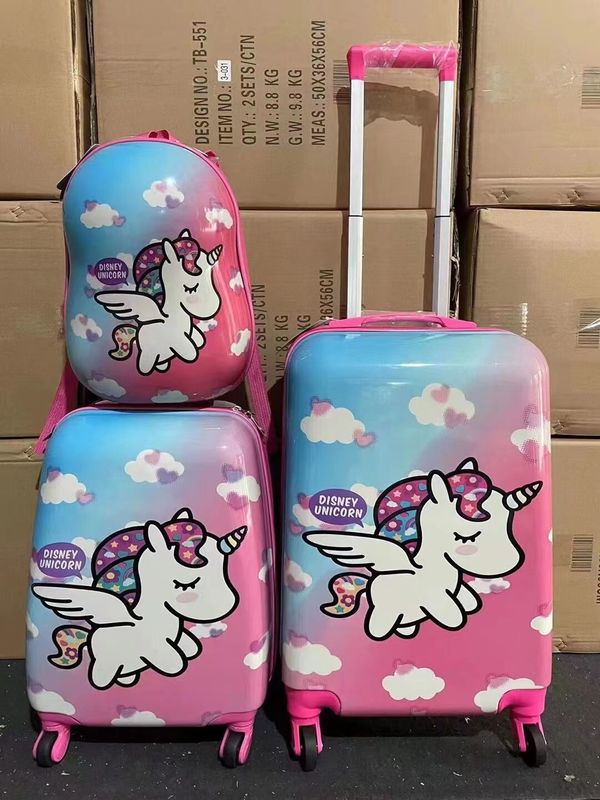 Custom Printed Cover PC Trolley Lightweight Travelling 3pcs Set Suitcase Travel Bag Carry On Luggage Suitcase