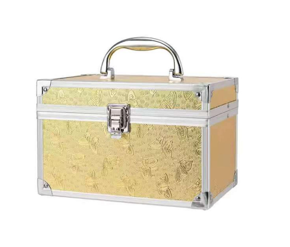 Makeup Suitcase Cosmetic Box Makeup Nails Polish Case Mini Aluminum Durable Diamonds Luxury Metal Cosmetic Case Number