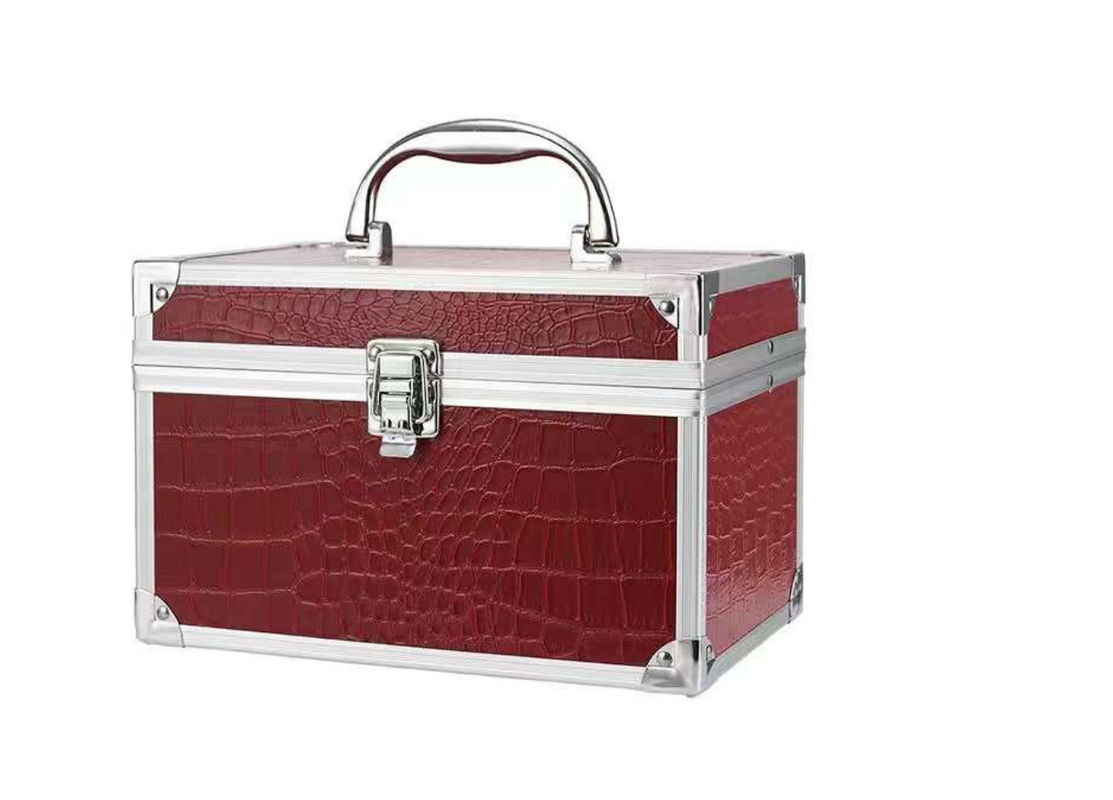 Makeup Suitcase Cosmetic Box Makeup Nails Polish Case Metal Cosmetic Case Mini Aluminum Durable Travel Cosmetic Bags