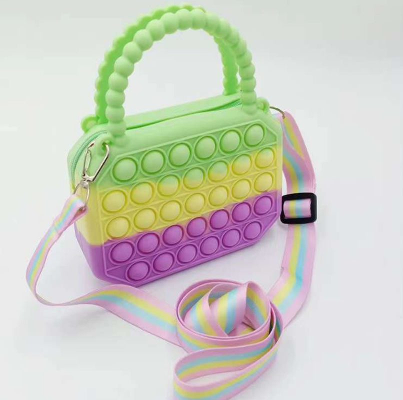 Factory Direct Octagonal Rainbow Colors Silicone Coin Purse Flexible Squeeze With Zipper And Satchel Chain Coin Purse