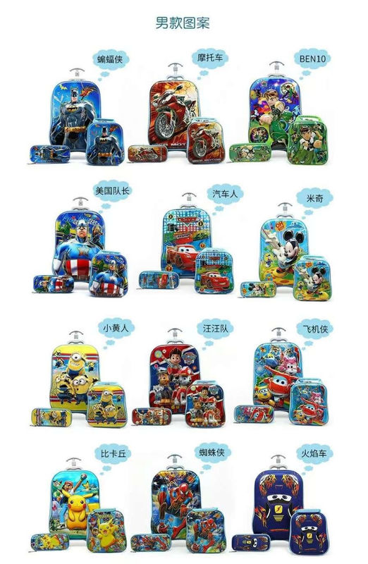 Butterfly Mermaid Dinosaur Astronaut Eva Kid School Bag Set Three D Trolley 3 In 1 Cartoon Children Backpack