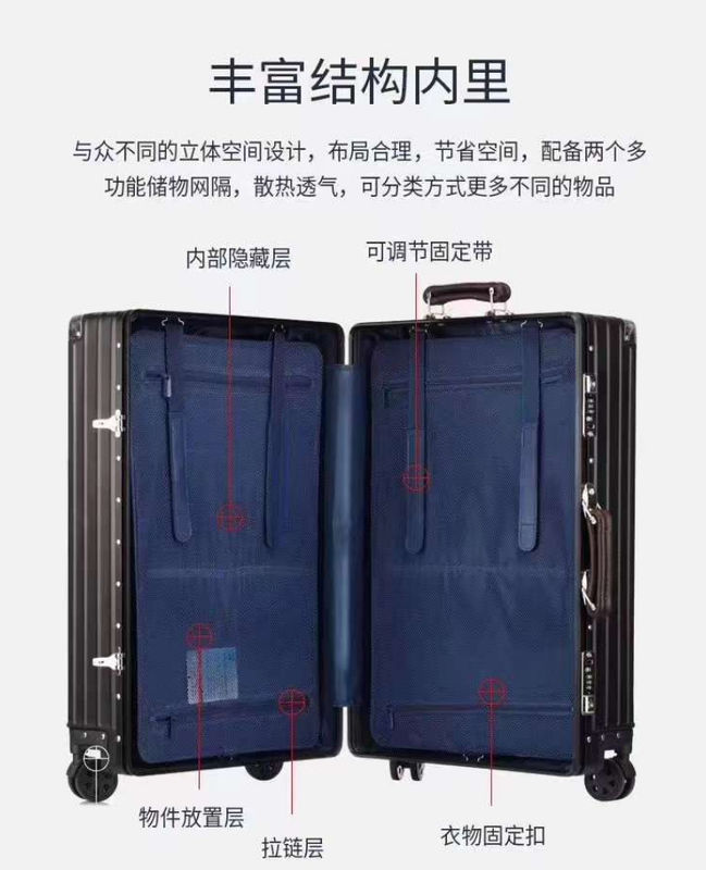Guangzhou Supplier'S Unisex Aluminum Magnesium Alloy Suitcase Big Luggage Case With Metal Handle And Delivery Container