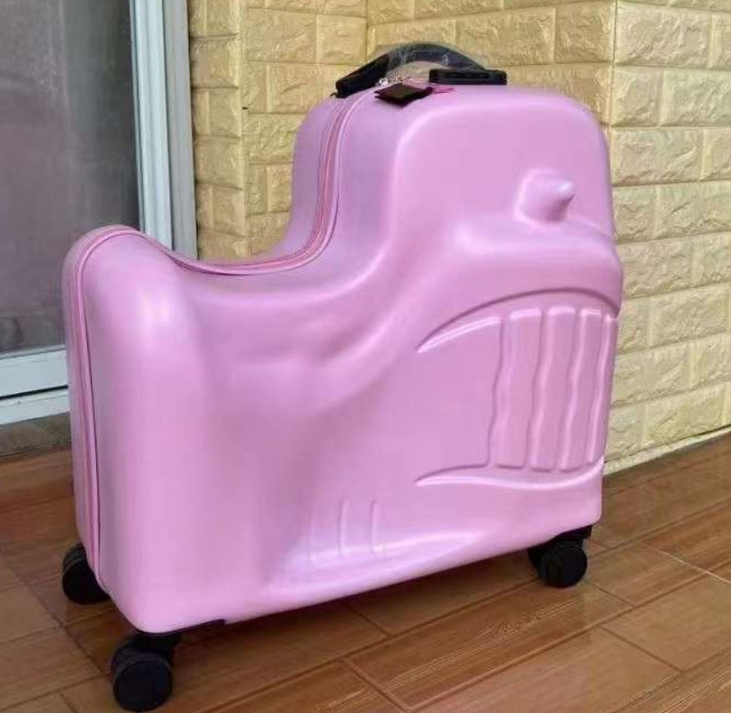 Children'S Seatable Trolley Box Cycling Suitcase Cartoon Luggage 24 Inches A Rideable Baby Trolley Kids Rolling Toddler