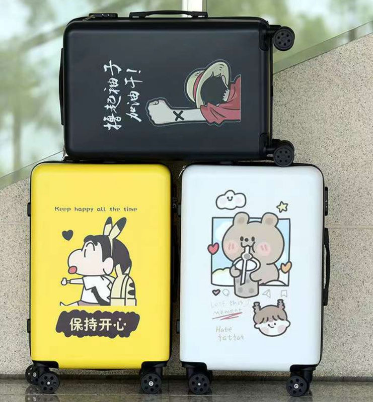 4 Wheels Custom Logo DIY Creative Print Travel Luggage Bag Spinner Cabin ABS PC Trolley Carry On Custom Logo Suitcas