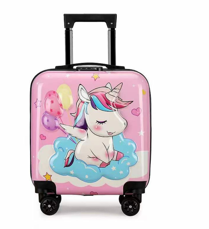 Customized Cartoon Kids Suitcase Box Yellow Zipper Travel Suitcase For Children ABS Luggage
