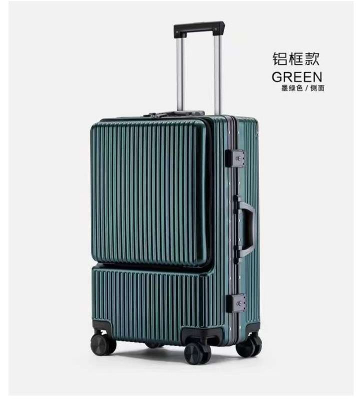 Spinner Trolley For Luggage With TSA Locks Black, Dark Green, Red, Carry-On 20-Lnch, PC Hardside Suitcase With Front Poc