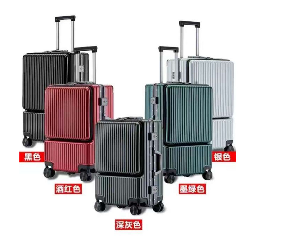 Spinner Trolley For Luggage With TSA Locks Black, Dark Green, Red, Carry-On 20-Lnch, PC Hardside Suitcase With Front Poc