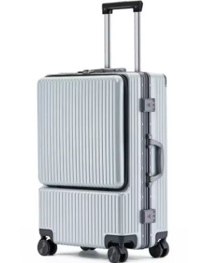 Front Cover Side Open Trolley Luggage Business Boarding Case Pull Rod With USB Charging Mute Universal Wheel